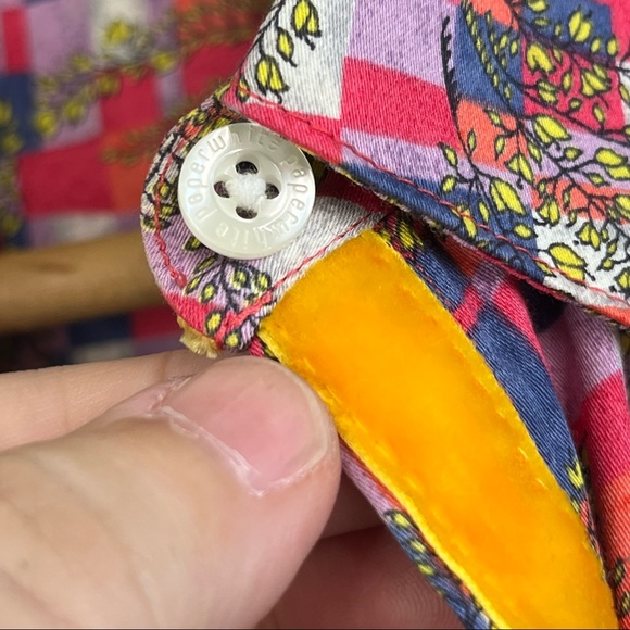 PaperWhite Plaid Floral Twig Velvet Button Blouse - Picture 6 of 8